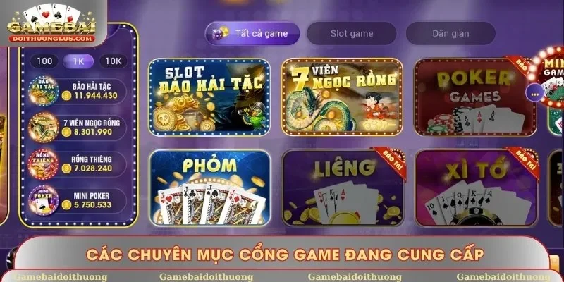 Những trò chơi hot mà cổng game đang cung cấp