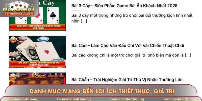 Danh mục mang đến lợi ích thiết thực, giá trị